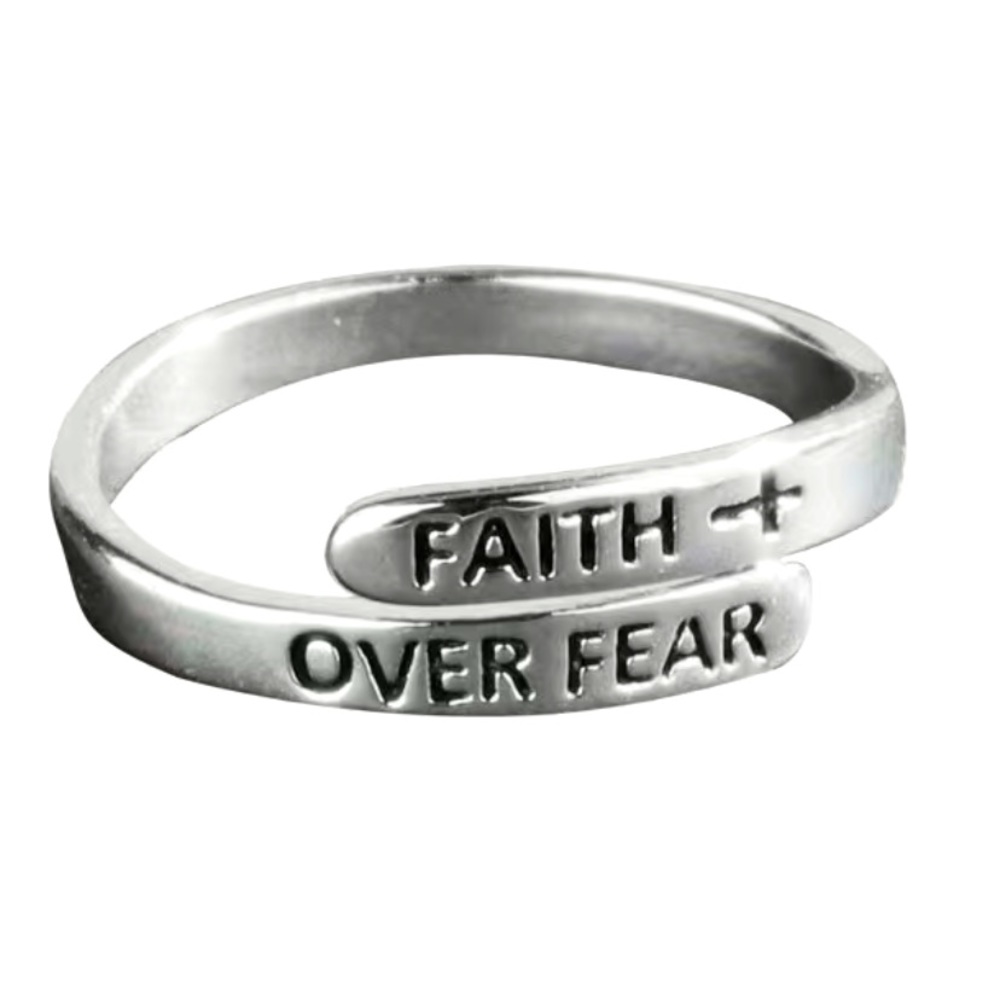 Faith Over Fear Silver Wrap Ring